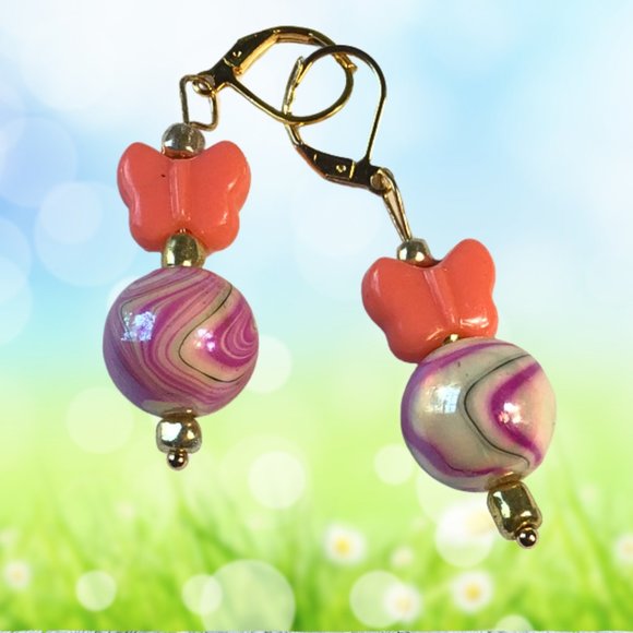 🍒 Dangle Hand Crafted Earrings🐥 - Picture 1 of 5